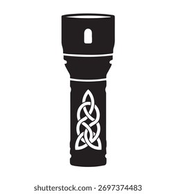 Flashlight Torch Celtic Knot Pattern Silhouette Vector Illustration Tool Icon Design