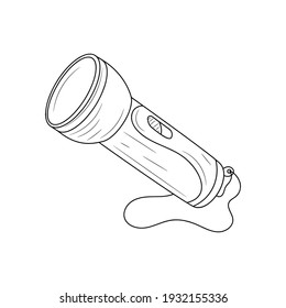 Flashlight, torch hand drawn vector illustration, simple Home and outdoors Appliances Line Icon 