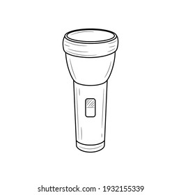 Flashlight, torch hand drawn vector illustration, simple Home and outdoors Appliances Line Icon 