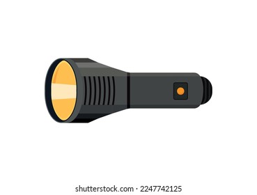 Ilustración de la mano de la antorcha de la linterna. Lámpara de diseño de linterna de luz de vector de bolsillo EPS 10