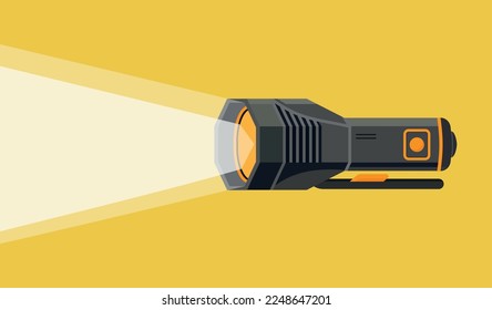 Flashlight torch hand illustration. Pocket vector light lamp lantern design torch EPS 10