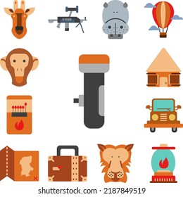 flashlight, torch icon in a collection with other items