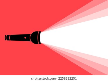 Flashlight or torch lighting up background, flat style, Vector illustration image.	