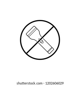 flashlight, torch, pocket torch, electric torch ban, prohibition icon. Simple outline vector of camping set for UI and UX, website or mobile application