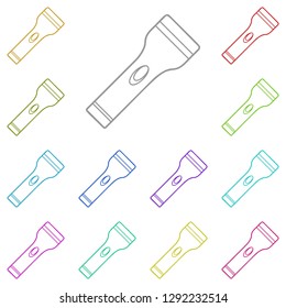 flashlight, torch, pocket torch, electric torch icon in multi color. Simple thin line, outline vector of Camp icons for UI and UX, website or mobile application