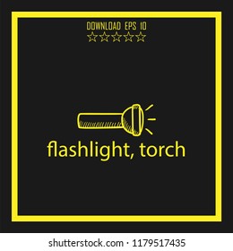 flashlight, torch sketch vector icon