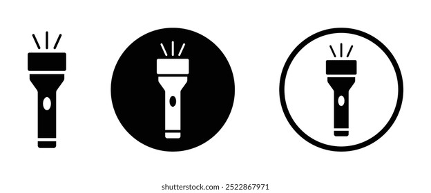 Taschenlampe, Vektordesign-Symbole. Taschenlampensymbol