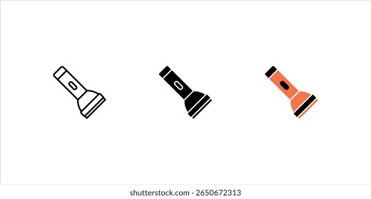 Taschenlampe, Vektordesign-Symbole. Taschenlampe Symbol, Vektorgrafik