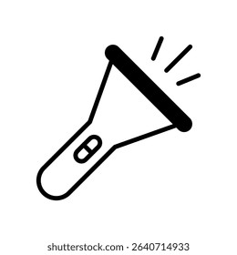 Flashlight Vector Icon for Night Hiking and Camping Trips. Portable light illustration, safety gear for outdoor activities
