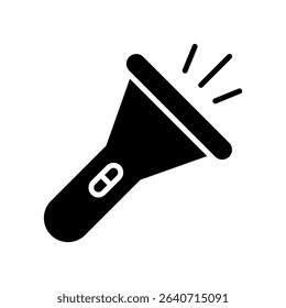 Flashlight Vector Icon for Night Hiking and Camping Trips. Portable light illustration, safety gear for outdoor activities