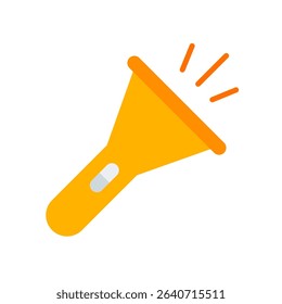 Flashlight Vector Icon for Night Hiking and Camping Trips. Portable light illustration, safety gear for outdoor activities