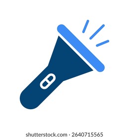 Flashlight Vector Icon for Night Hiking and Camping Trips. Portable light illustration, safety gear for outdoor activities