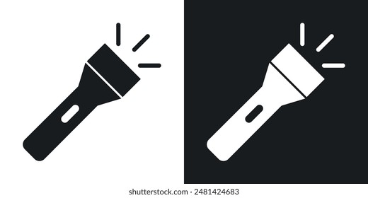 Flashlight vector icon set in black color.