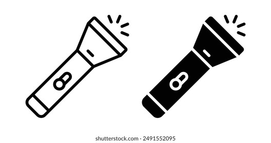 flashlight vector icon set in black color.