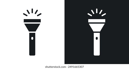 Flashlight vector icon set in solid style.