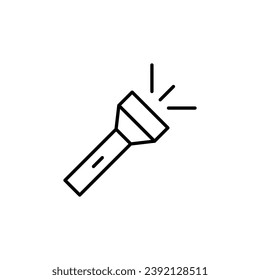 Flashlight Vector Icon for Shops and Stores. Suitable for books, stores, shops. Editable stroke in minimalistic outline style. Symbol for design 
