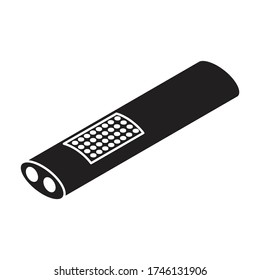 Icono de vector de linterna.Icono de vector negro aislado en linterna de fondo blanco.