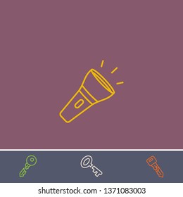 flashlight vector icon.Outline flashlight illustration of vector symbol.Bonus broken key graphic concept