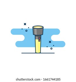 Ilustración vectorial de linterna. Equipo de camping. Para sticker, página web y más.