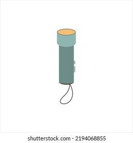 flashlight vector illustration. cartoon hand held flashlight on white isolated background. lighting fixture