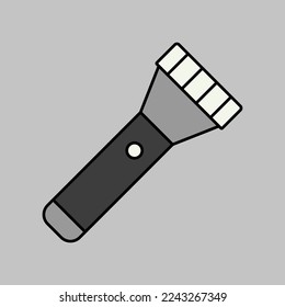 Flashlight vector isolated grayscale icon. Camping and Hiking sign. Graph symbol for travel and tourism web site and apps design, logo, app, UI