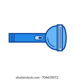 Flashlight vector line icon isolated on white background. Flashlight line icon for infographic, website or app. Blue icon designed on a grid system.