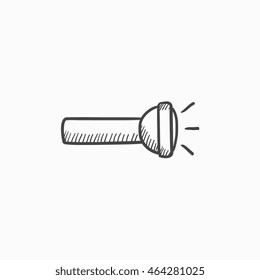 Flashlight vector sketch icon isolated on background. Hand drawn Flashlight icon. Flashlight sketch icon for infographic, website or app.