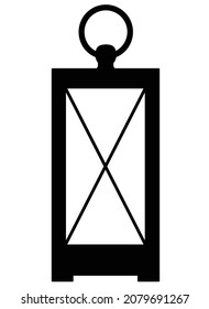 Linterna. Ilustración vectorial de linterna negra vintage para logotipo o pictograma. Lámpara de escritorio o colgante - silueta para un signo o icono.