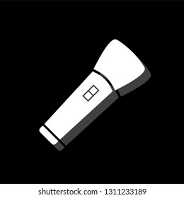Flashlight. White flat simple icon with shadow