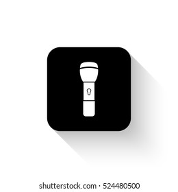 flashlight - white vector  icon with shadow