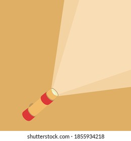 Flashlight whith bright beam Vector illustration Yellow orange and red