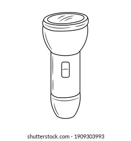 Flashlights torch linear style pictogram vector illustration, isolated on white