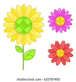 Flashy color Sunflower isolated vector