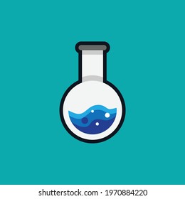 Flask in abstract style on colorful background. Flat design vector illustration. Flask  in modern flat cartoon style for your design.