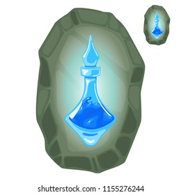Flask acute with a magic blue elixir on the stone