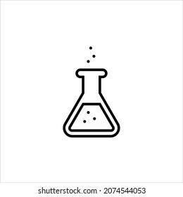 Matraz, icono del vaso de agua, signo del vector, pictograma aislado en blanco. Símbolo químico de vidrio de laboratorio, ilustración del logotipo. Trazo editable. Píxel perfecto
