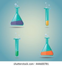 Flask and beaker set.Vector.
