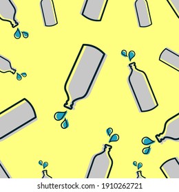 Flask or bidon with drops vector seamless pattern texture or background isolated