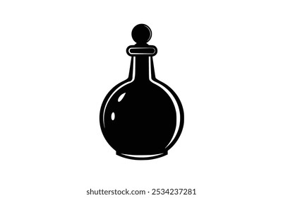 Frasco icono negro, aislado en el fondo blanco. Ilustración vectorial.