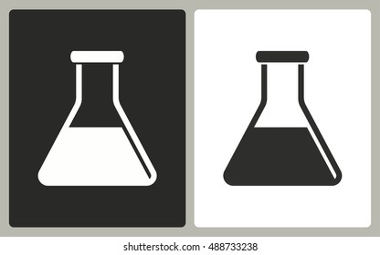 Flask - black and white icons. Vector illustration.