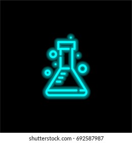 Flask blue glowing neon ui ux icon. Glowing sign logo vector
