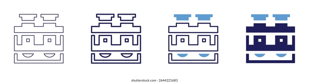 Flask boiling icon in 4 different styles. Thin Line, Line, Bold Line, Duotone. Duotone style. Editable stroke.