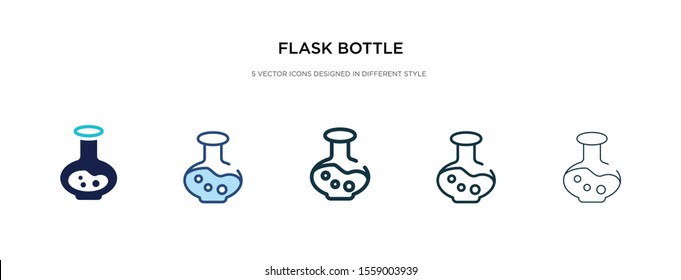 flask bottle icon in different style vector illustration. two colored and black flask bottle vector icons designed in filled, outline, line and stroke style can be used for web, mobile, ui