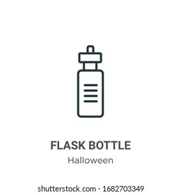 Flask bottle outline vector icon. Thin line black flask bottle icon, flat vector simple element illustration from editable halloween concept isolated stroke on white background