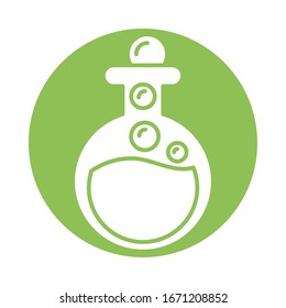 flask with bubbles , silhouette style icon vector illustration design