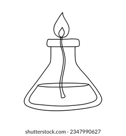 Flask burner for scientific experiment. Science, studying chemistry at school. Vector doodle sketch
