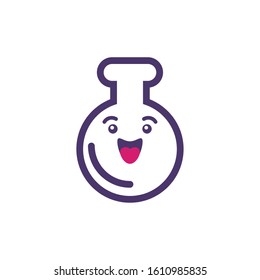 flask cartoon design, Kawaii school expression cute character funny and emoticon theme Vector illustration