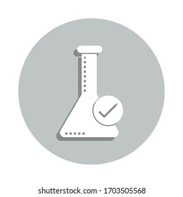 flask, marca de verificación, icono de identificación de evaluación. Glifo simple, vector plano de iconos de negocio para ui y ux, sitio web o aplicación móvil
