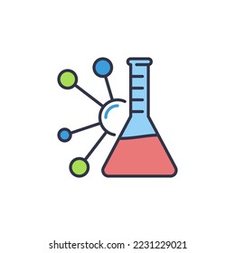 Flask and Chemical Formula vector concept colored icon or sign