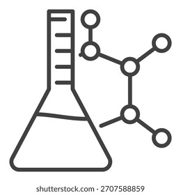 Frasco con el icono del concepto de la Ciencia del Vector de la fórmula química o estilo fino Iniciar sesión de la línea